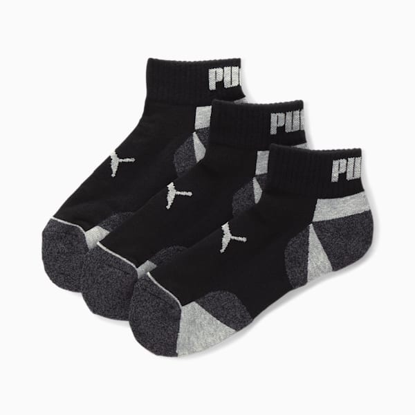 Boys' Quarter Crew Socks [3 Pack], BLACK / GREY, extralarge